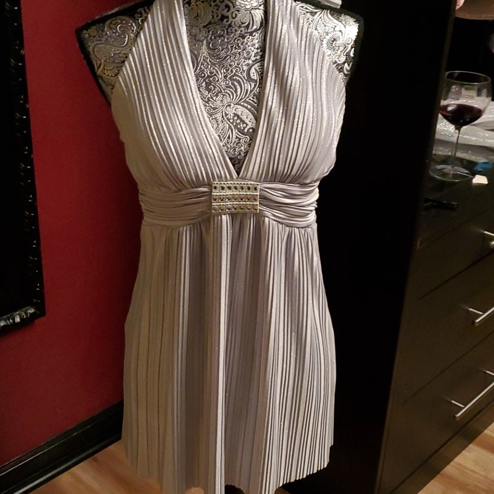 Holiday sparkle silver dress mini